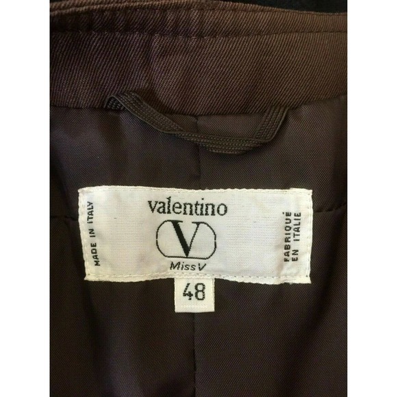 Valentino Open Jacket Blazer Brown Wool Lined 48 - Picture 9 of 9